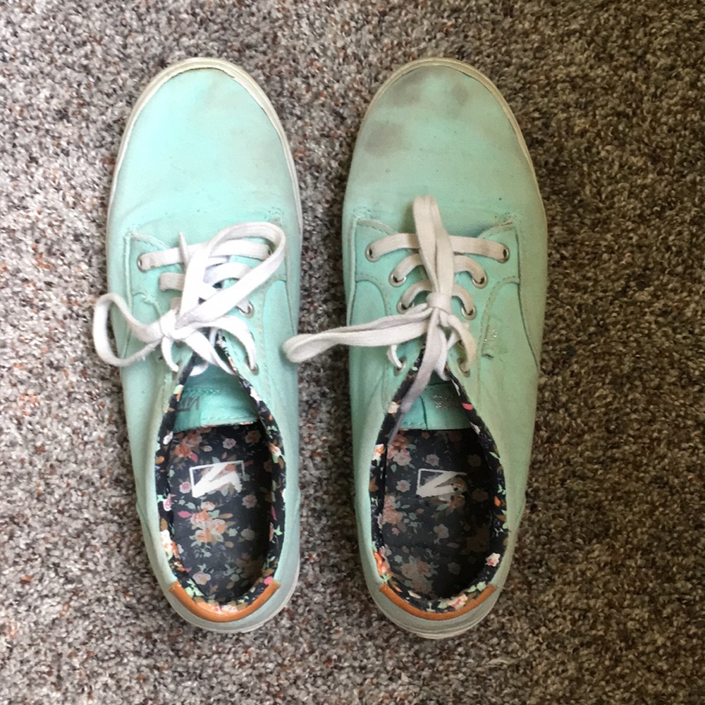 Teal and Floral Vans